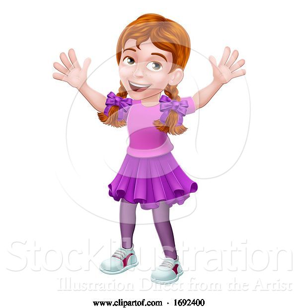 Vector Illustration of Girl Kid Character Waving