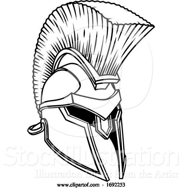 Vector Illustration of Gladiator Spartan Trojan Roman Helmet