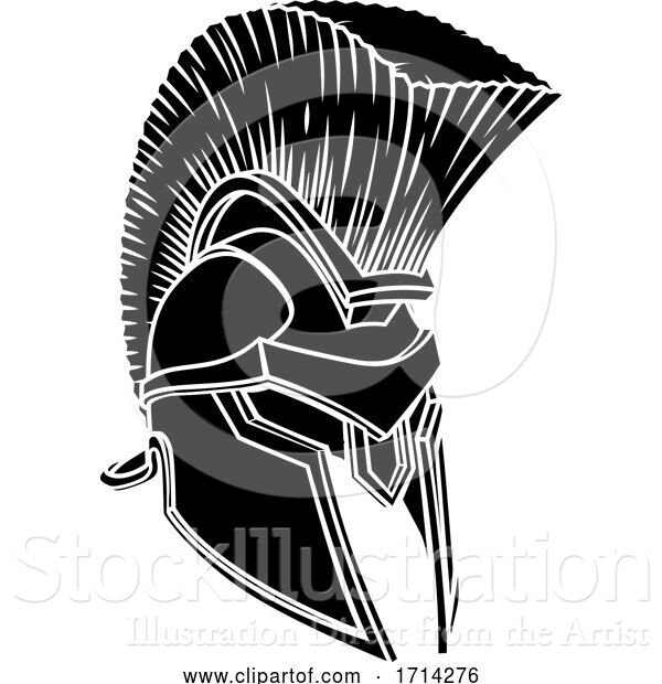 Vector Illustration of Gladiator Spartan Trojan Roman Helmet