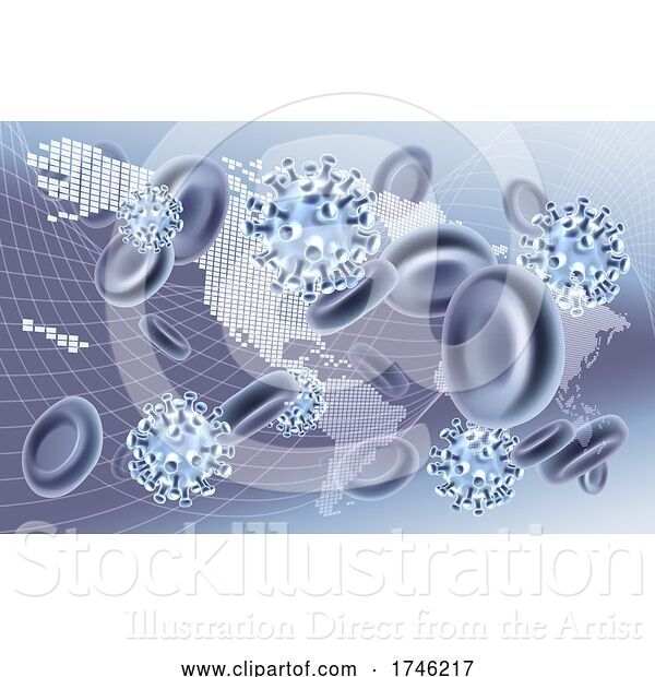 Vector Illustration of Global Pandemic Virus Map Concept