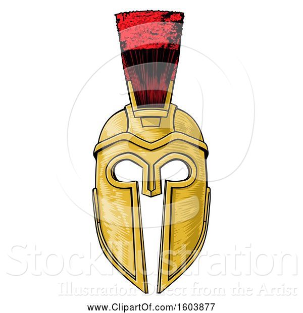 Vector Illustration of Gold and Red Trojan Spartan Helmet