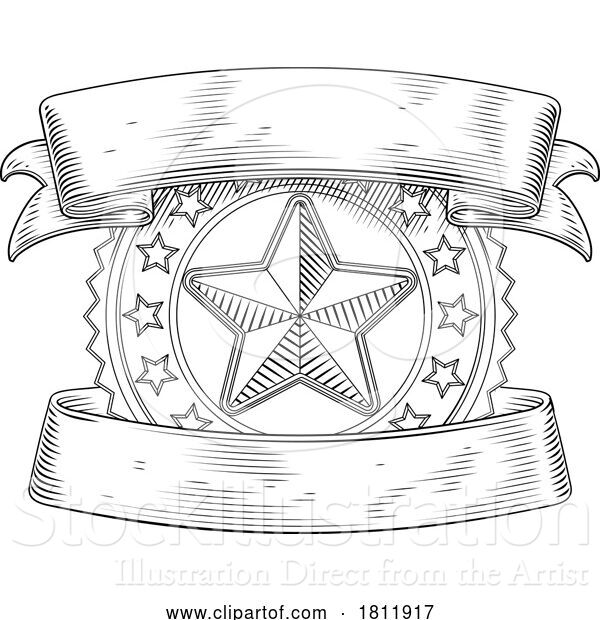 Vector Illustration of Gold Star Shiny Medal Symbol Award Badge Icon