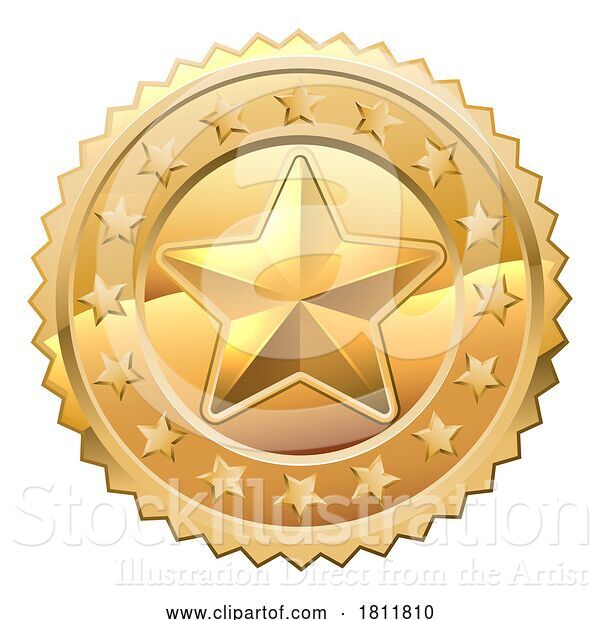 Vector Illustration of Gold Star Shiny Medal Symbol Award Badge Icon