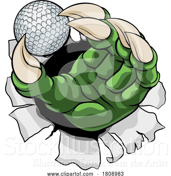 Vector Illustration of Golf Ball Claw Monster Animal Hand