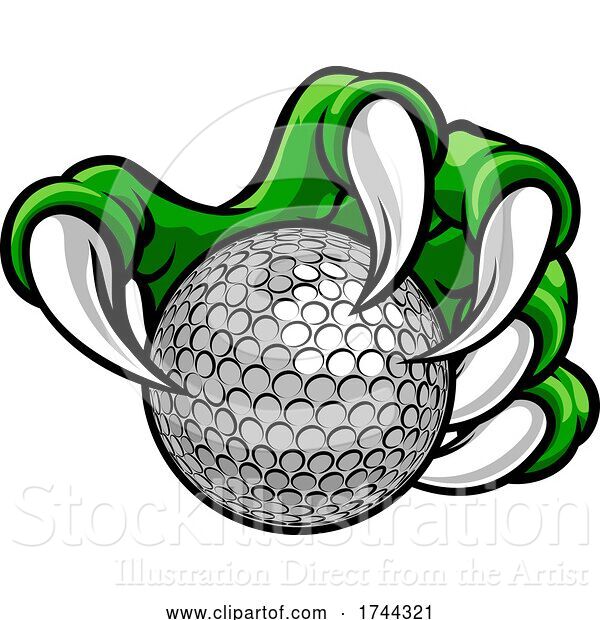 Vector Illustration of Golf Ball Claw Monster Sports Hand
