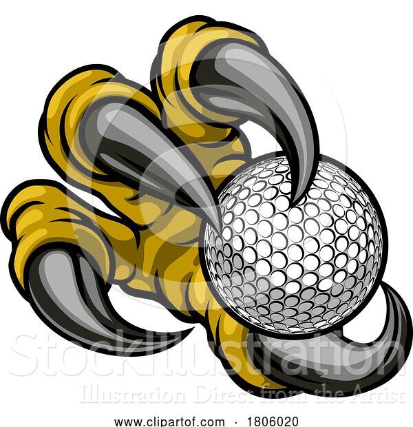 Vector Illustration of Golf Ball Eagle Claw Monster Hand