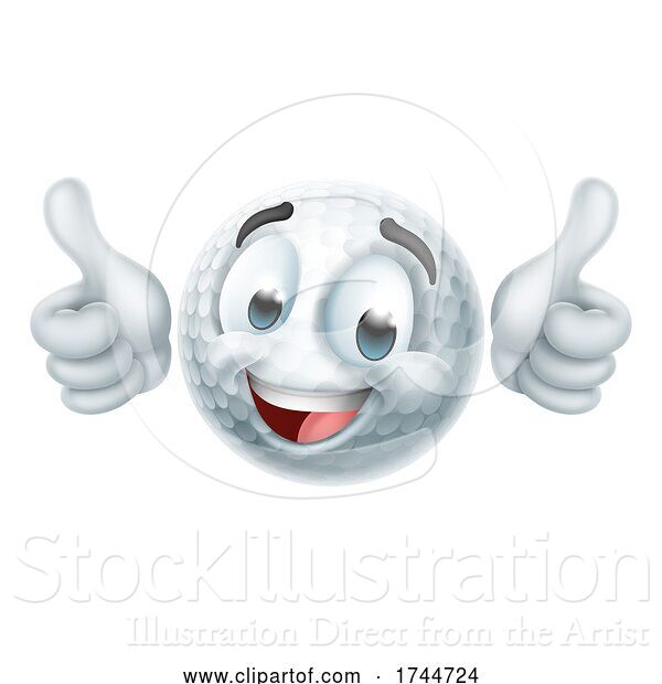 Vector Illustration of Golf Ball Emoticon Face Emoji Icon