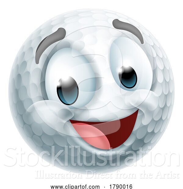 Vector Illustration of Golf Ball Emoticon Face Emoji Icon
