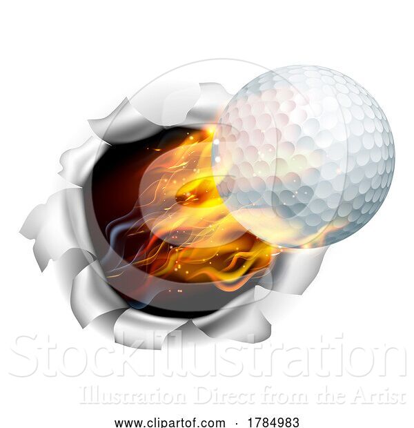 Vector Illustration of Golf Ball Flame Fire Breaking Background