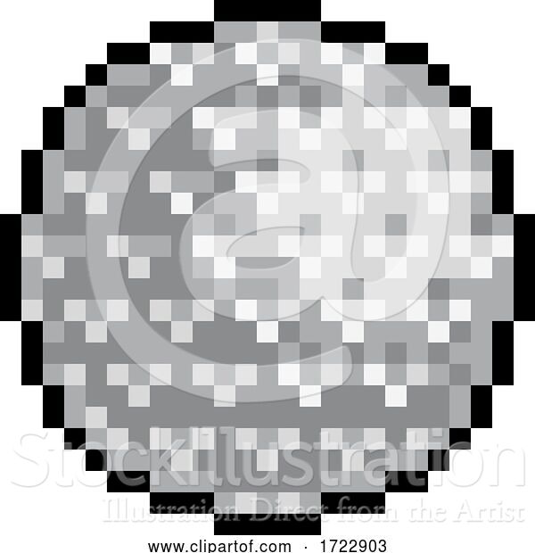 Vector Illustration of Golf Ball Pixel Art Eight Bit Sports Game Icon