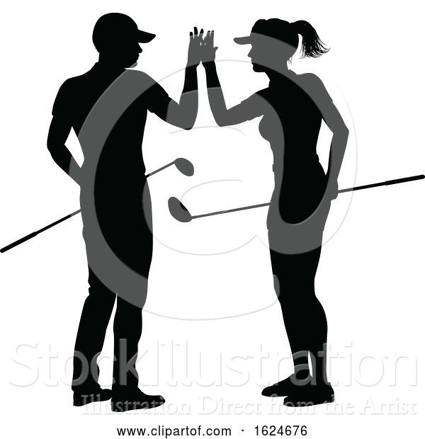 Vector Illustration of Golfer Golf Sports People in Silhouette
