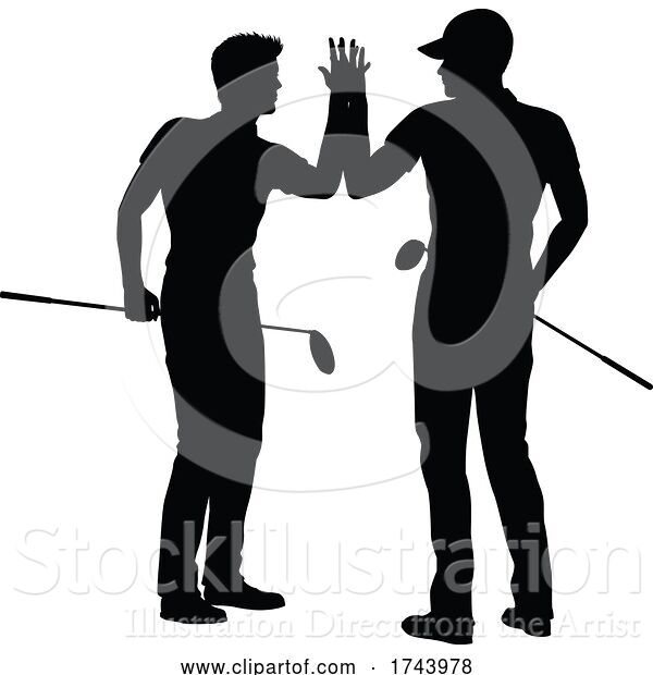 Vector Illustration of Golfer Golf Sports People in Silhouette