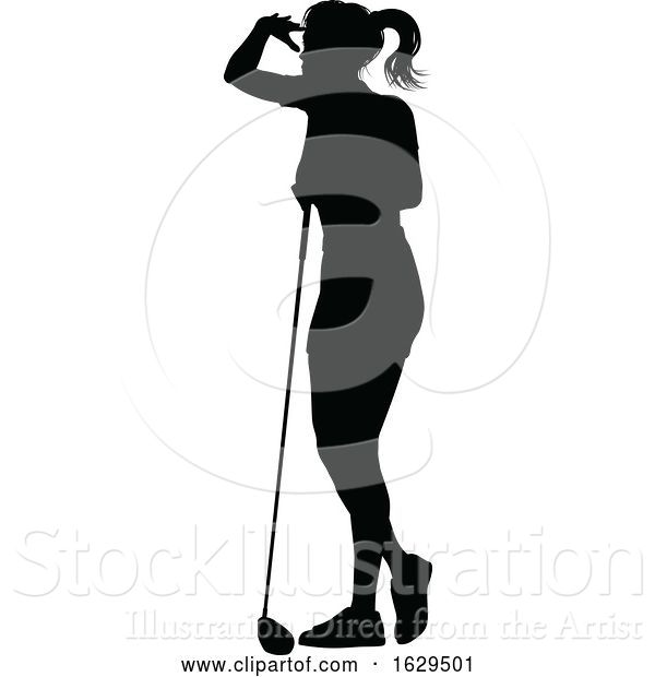 Vector Illustration of Golfer Golf Sports People Silhouette Set