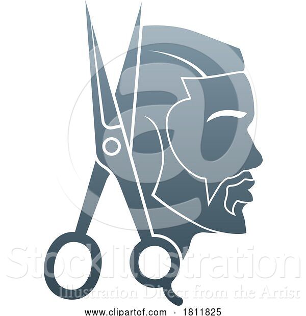 Vector Illustration of Gradient Barber Shop Logo Design