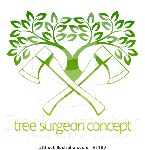 Vector Illustration of Gradient Green Crossed Axes and a Tree over Sample Text