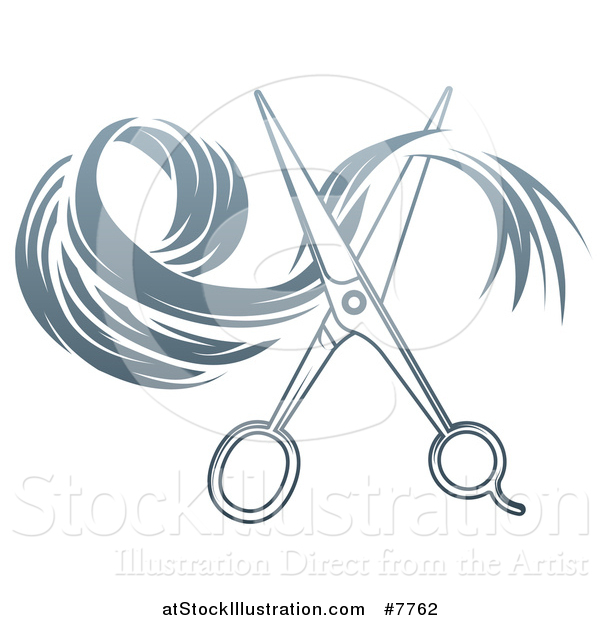Vector Illustration of Gradient Scissors Cutting Hair