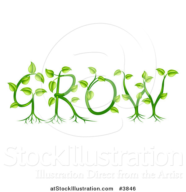 Vector Illustration of Green Plants Forming the Word GROW