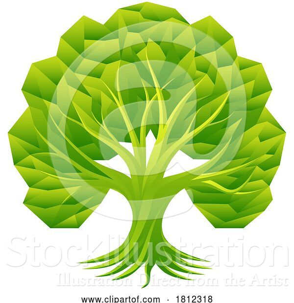 Vector Illustration of Green Tree with Gradient