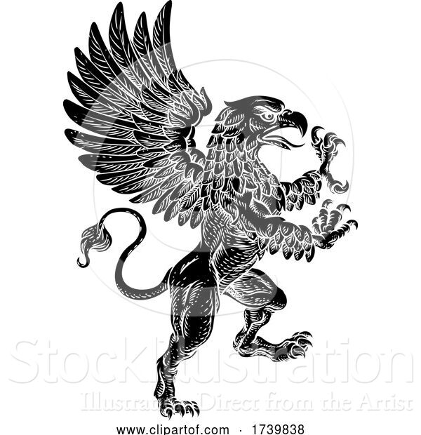 Vector Illustration of Griffin Rampant Griffon Coat of Arms Crest Mascot