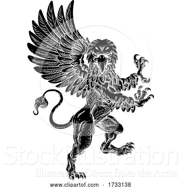 Vector Illustration of Griffin Rampant Gryphon Coat of Arms Crest Mascot
