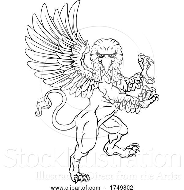 Vector Illustration of Gryphon Rampant Griffon Coat of Arms Crest Mascot
