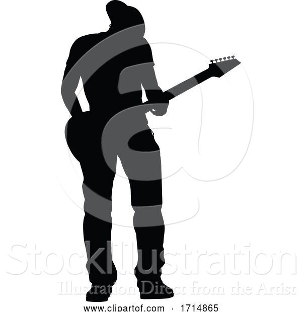 Vector Illustration of Guitarist Musician Silhouette