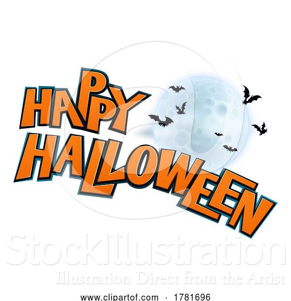 Vector Illustration of Halloween Background Bats and Moon Sign