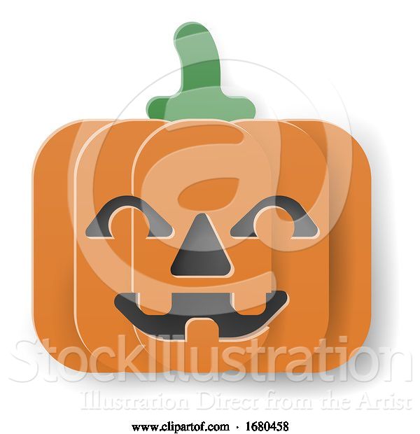 Vector Illustration of Halloween Pumpkin in Paper Craft Style