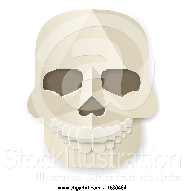 Vector Illustration of Halloween Skull Paper Craft Style