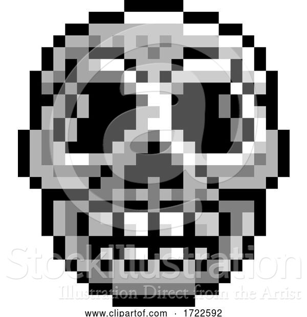 Vector Illustration of Halloween Skull Pixel Art Game Icon