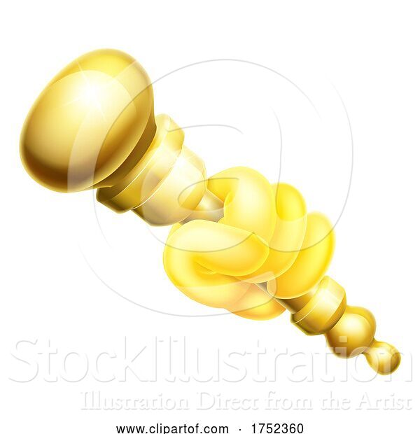 Vector Illustration of Hand Holding a Gold Royal Sceptre Icon