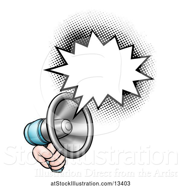 Vector Illustration of Hand Holding a Megaphone with a Speech Bubble