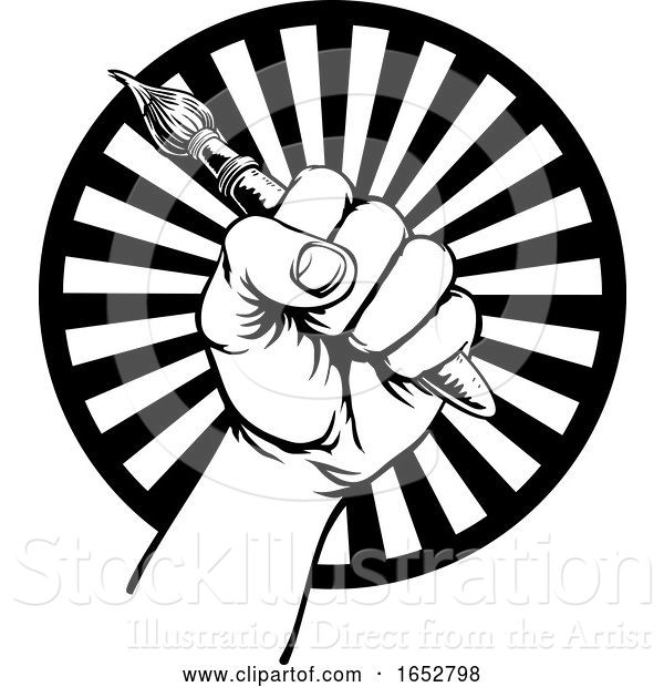 Vector Illustration of Hand Holding Artists Paintbrush