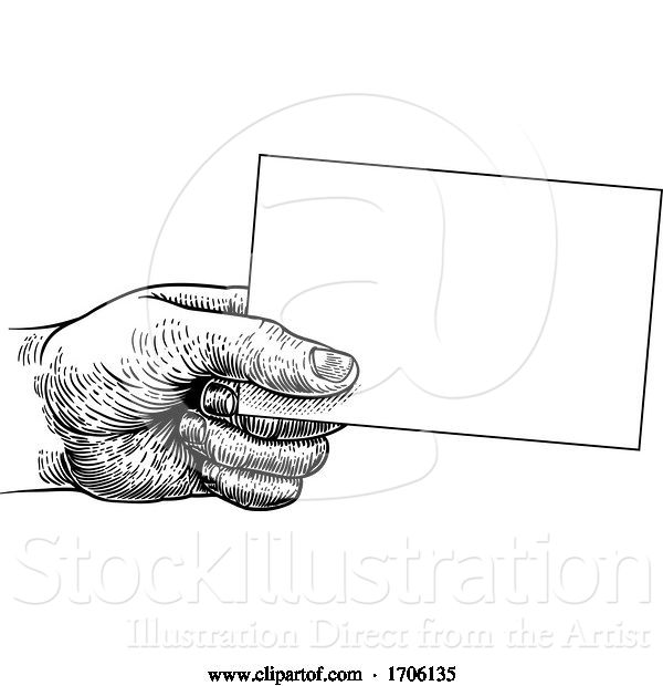 Vector Illustration of Hand Holding Business Card Flyer Note Frame Sign