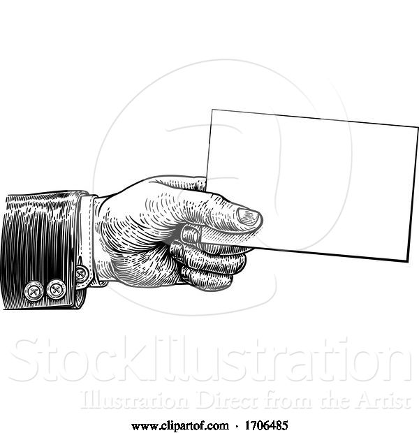 Vector Illustration of Hand Holding Business Card Flyer Note Frame Sign