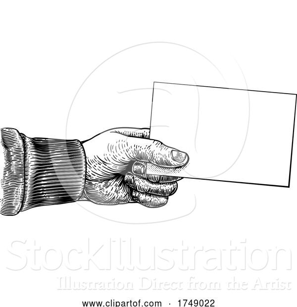 Vector Illustration of Hand Holding Business Card Flyer Note Frame Sign