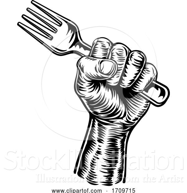 Vector Illustration of Hand Holding Fork