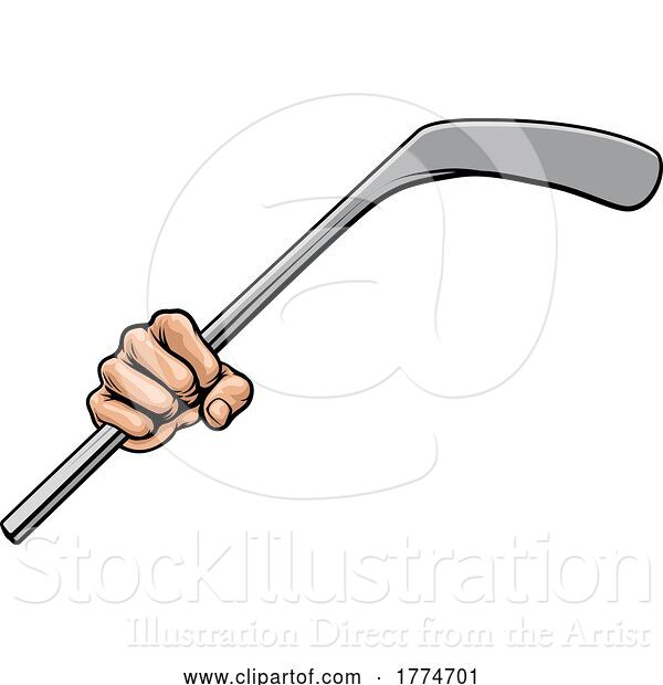 Vector Illustration of Hand Holding Ice Hockey Stick