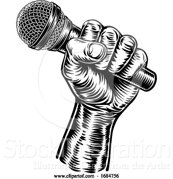 Vector Illustration of Hand Holding Microphone