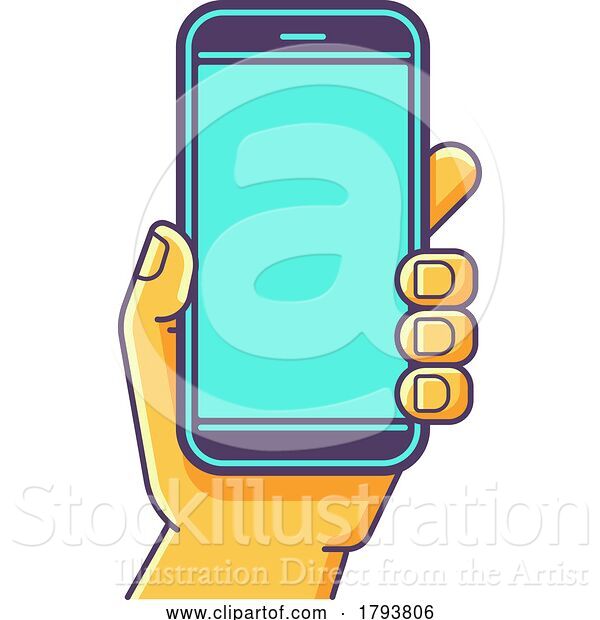 Vector Illustration of Hand Holding Mobile Phone Screen Icon