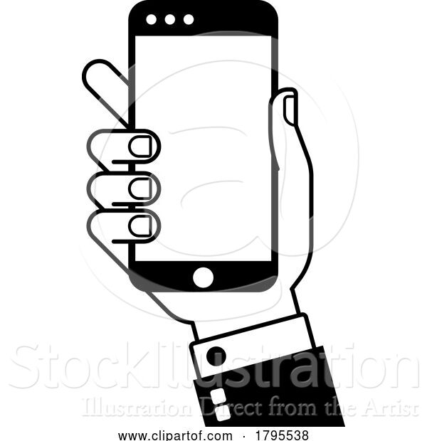Vector Illustration of Hand Holding Mobile Phone Screen Icon