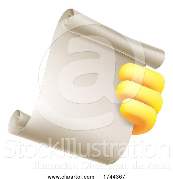 Vector Illustration of Hand Holding Paper Scroll Emoji Icon