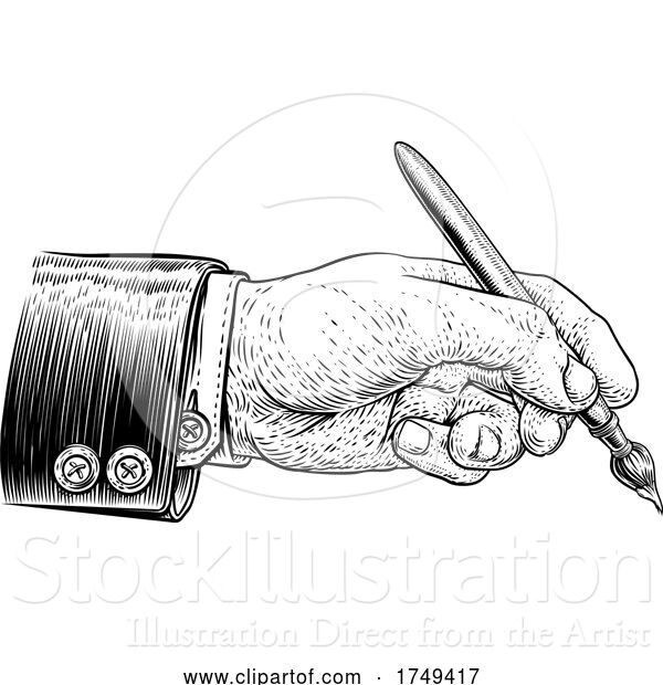 Vector Illustration of Hand in Business Suit Holding Artists Paintbrush