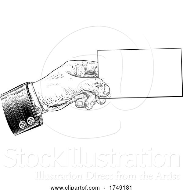 Vector Illustration of Hand in Suit Holding Business Card Letter Flyer