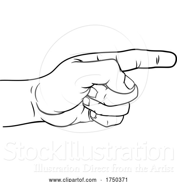 Vector Illustration of Hand Pointing Direction Finger Engraving Woodcut