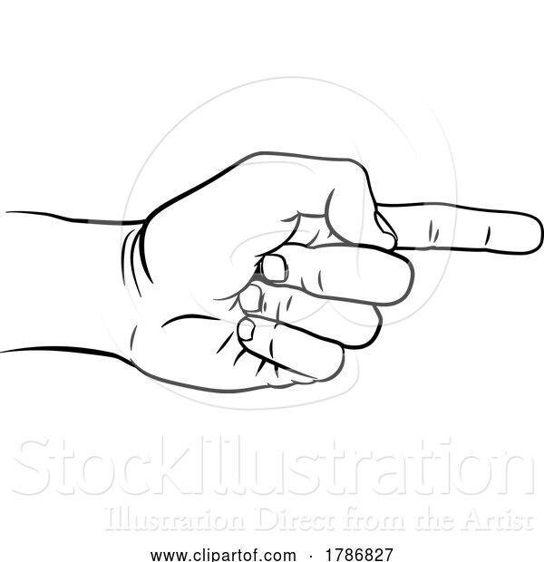 Vector Illustration of Hand Pointing Direction Finger Engraving Woodcut