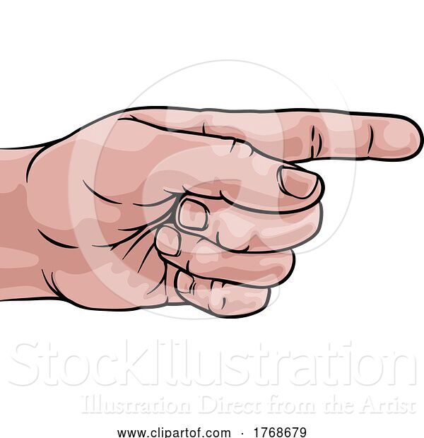 Vector Illustration of Hand Pointing Finger Comic Book Pop Art