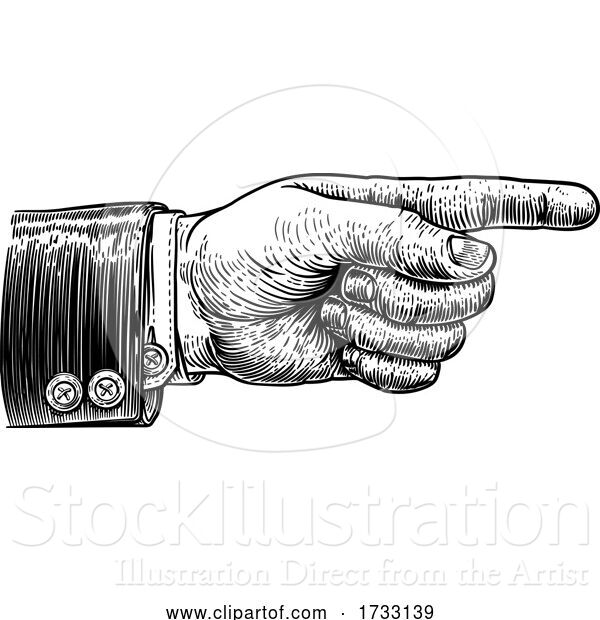 Vector Illustration of Hand Pointing Finger Direction in Business Suit