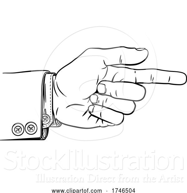Vector Illustration of Hand Pointing Finger Direction in Business Suit