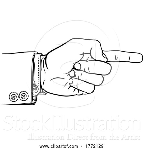 Vector Illustration of Hand Pointing Finger Direction in Business Suit